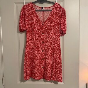 Red floral dress